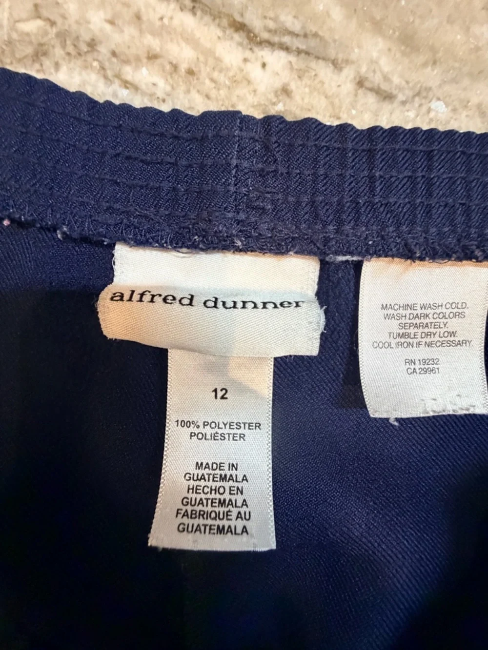 Alfred Dunner Pull On Pants Women Size 12 Navy Elastic Waist Dress Slacks